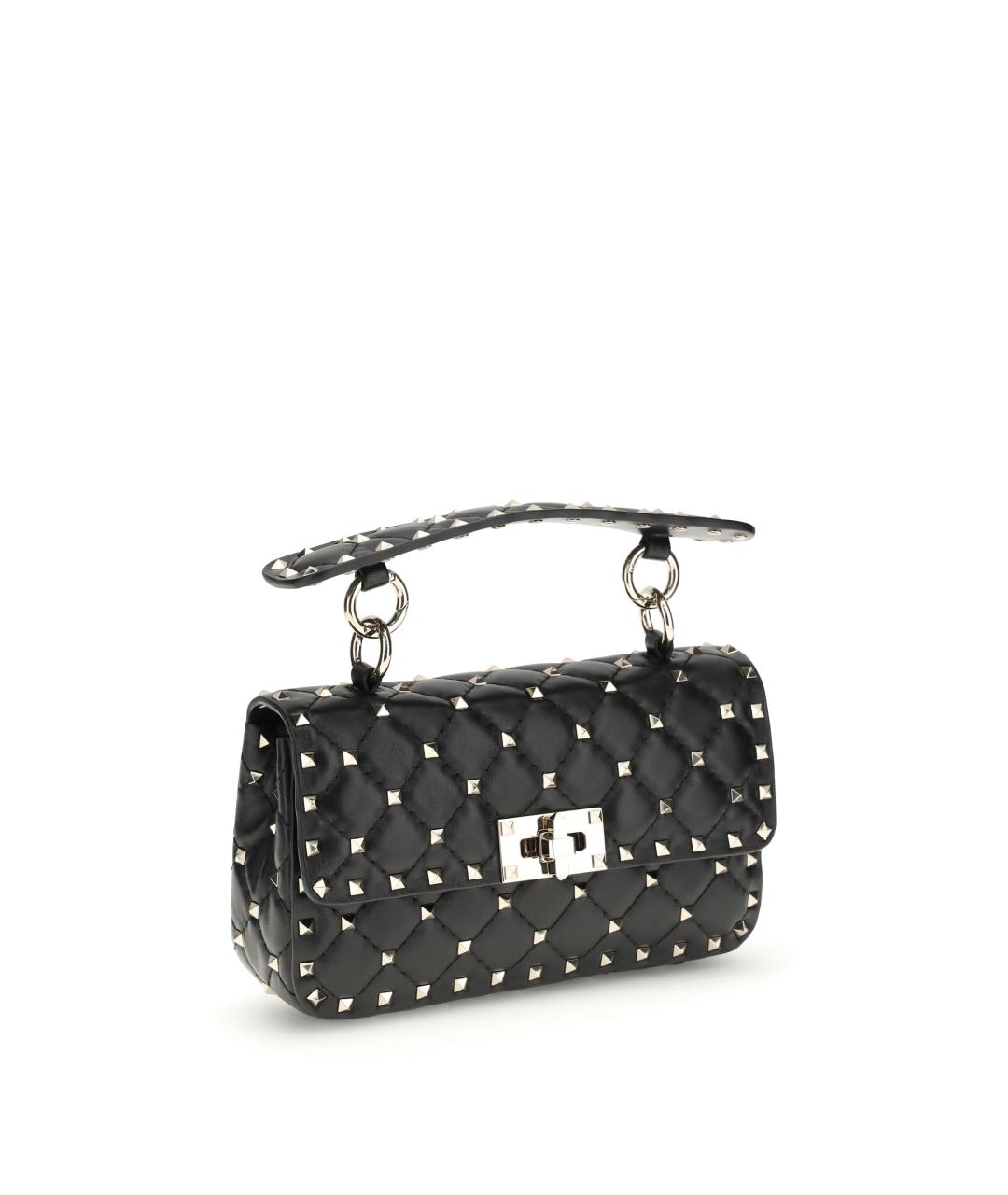 VALENTINO Черная кожаная сумка с короткими ручками, фото 2