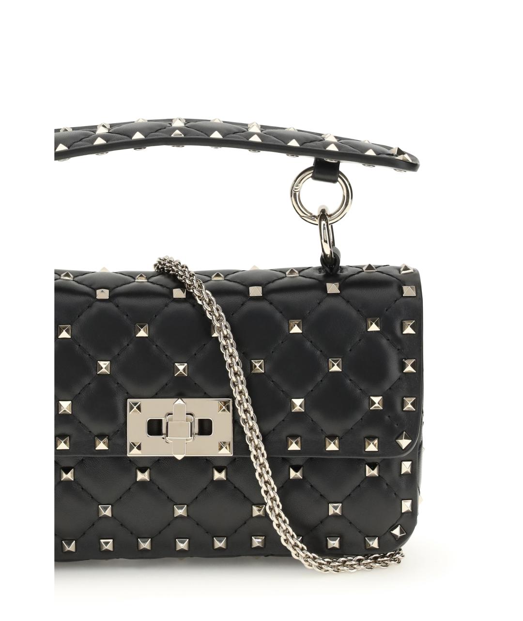 VALENTINO Черная кожаная сумка с короткими ручками, фото 4