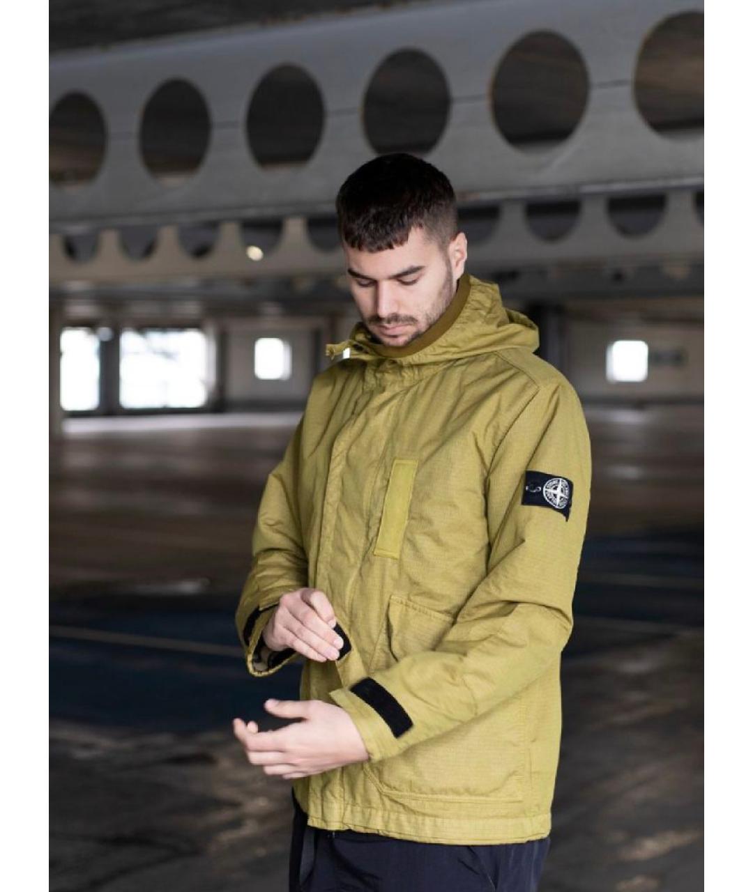 STONE ISLAND Желтая полиэстеровая куртка, фото 4