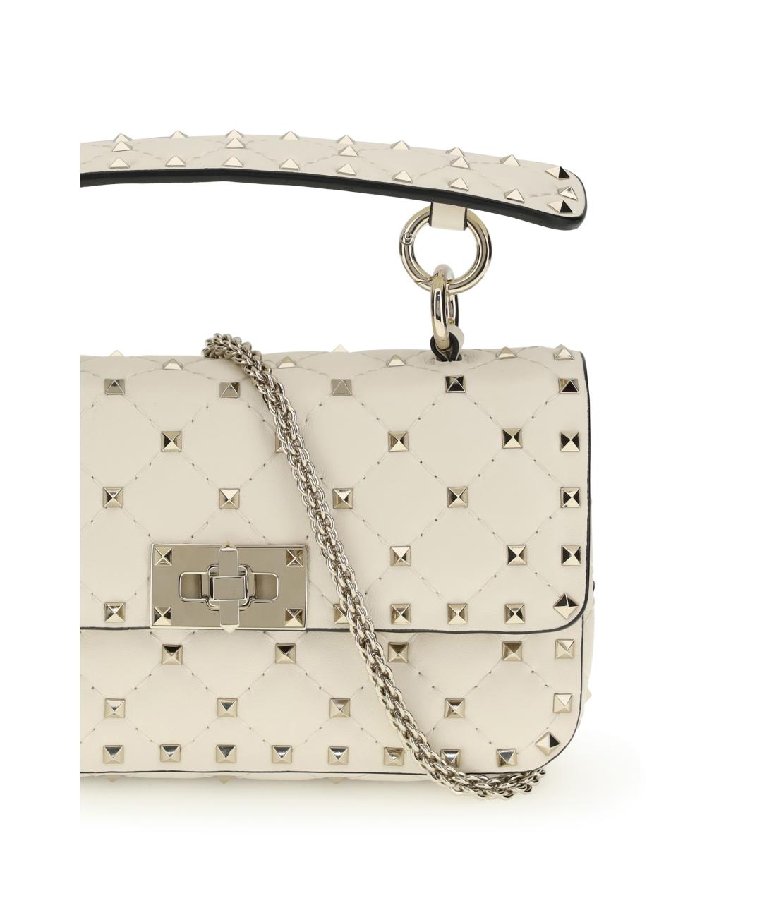 VALENTINO Бежевая кожаная сумка с короткими ручками, фото 4