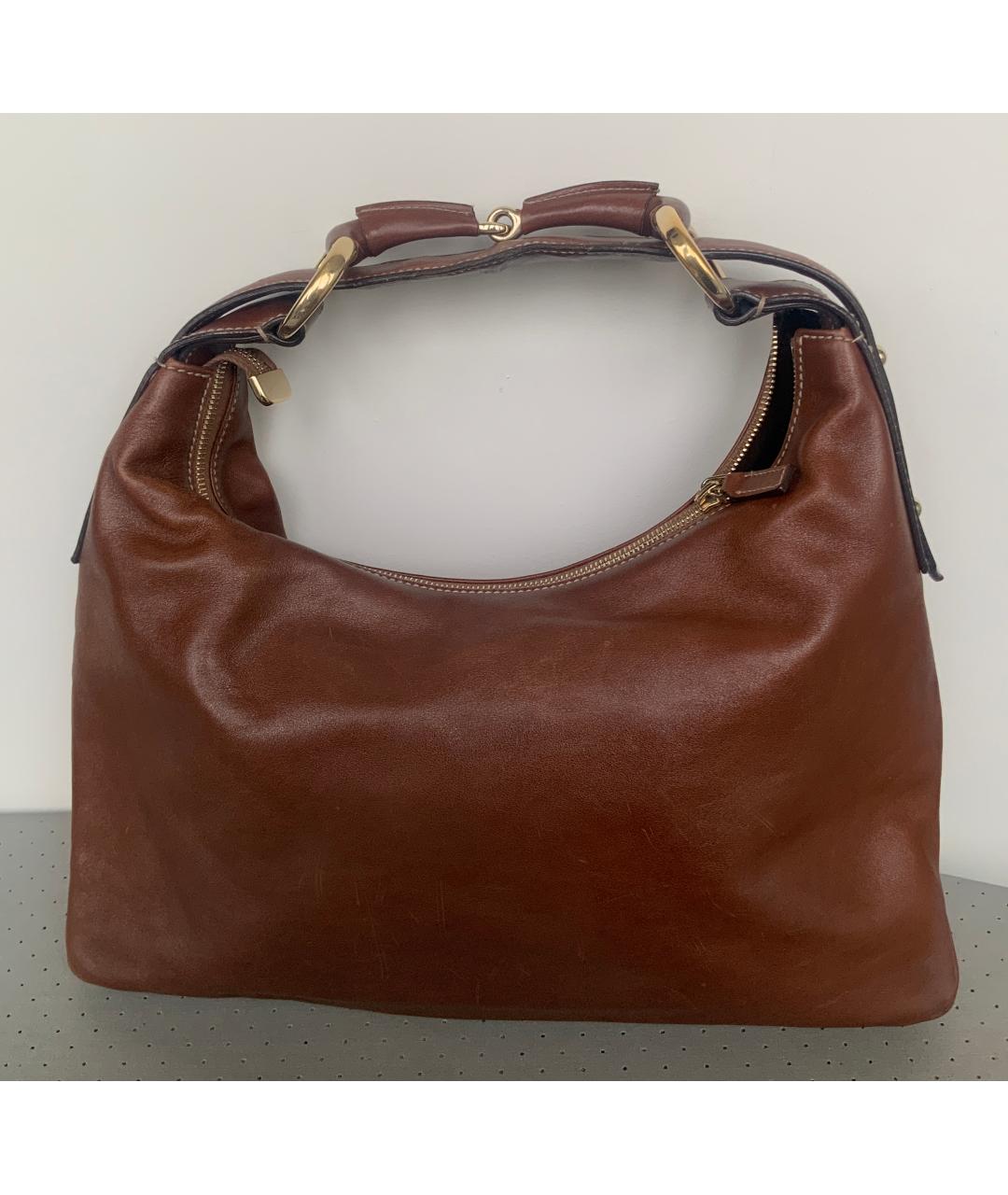 GUCCI Коричневая кожаная сумка с короткими ручками, фото 2