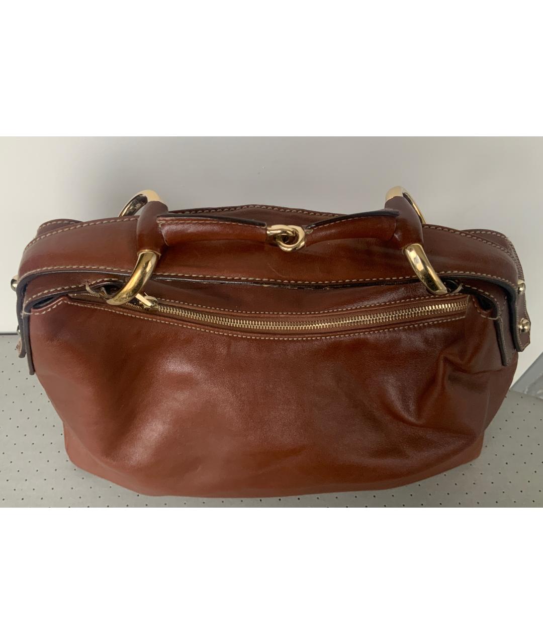 GUCCI Коричневая кожаная сумка с короткими ручками, фото 3