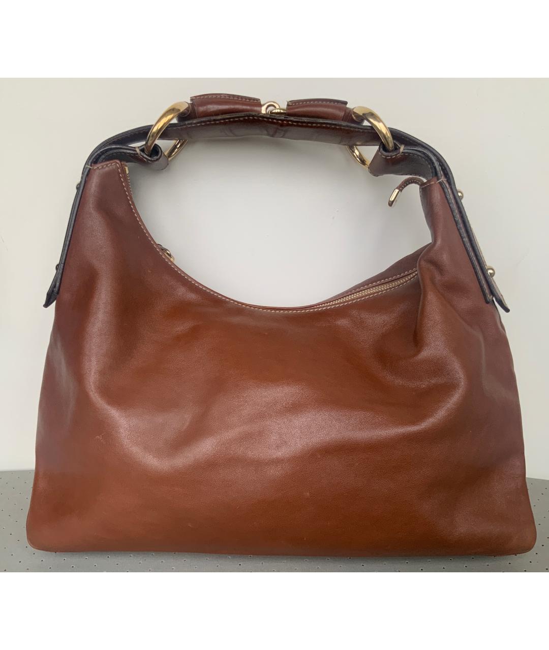 GUCCI Коричневая кожаная сумка с короткими ручками, фото 6