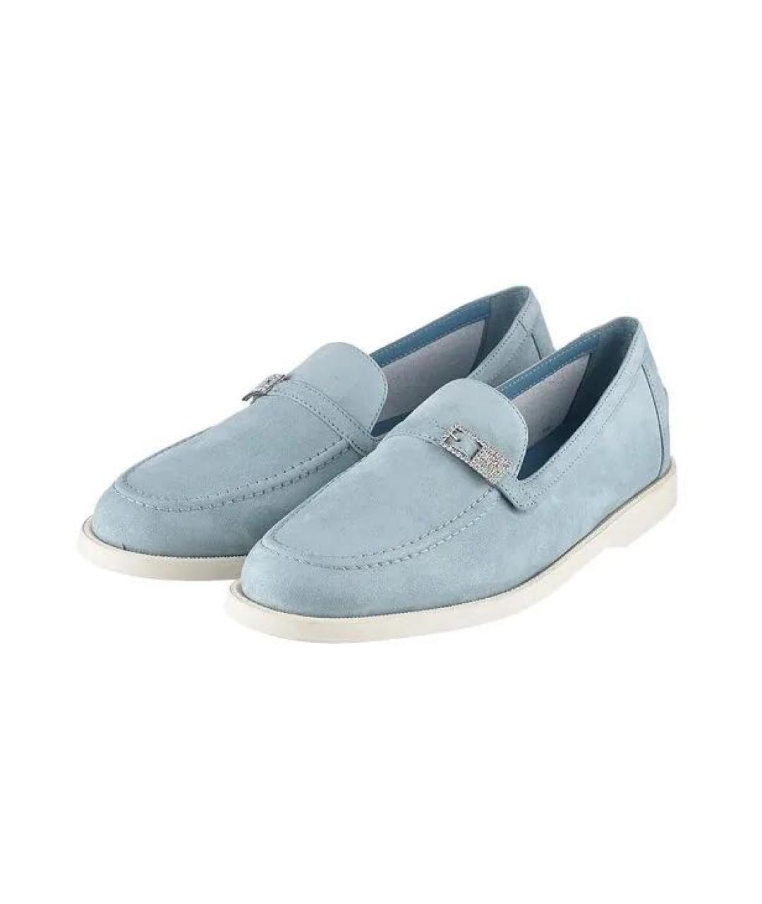 LE SILLA Голубые замшевые лоферы, фото 4