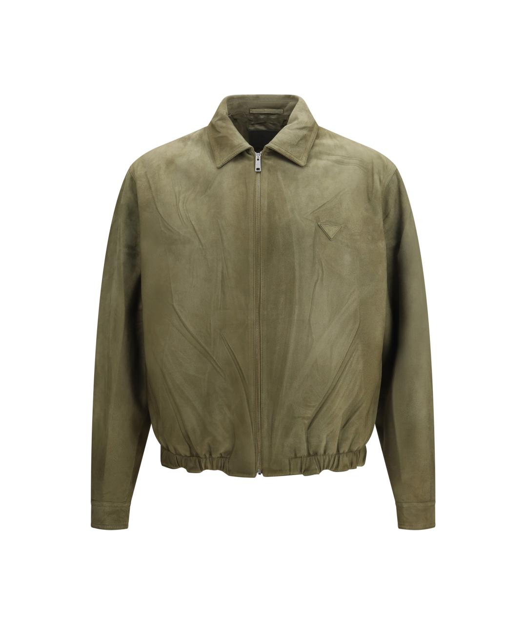 PRADA Хаки замшевая куртка, фото 1