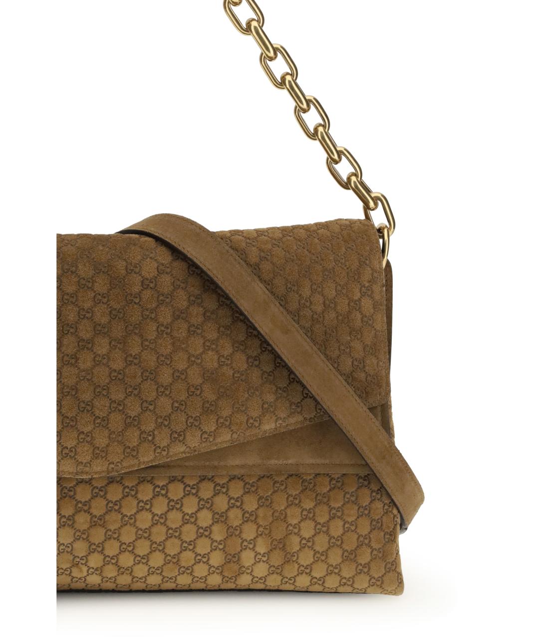 GUCCI Коричневая замшевая сумка с короткими ручками, фото 4