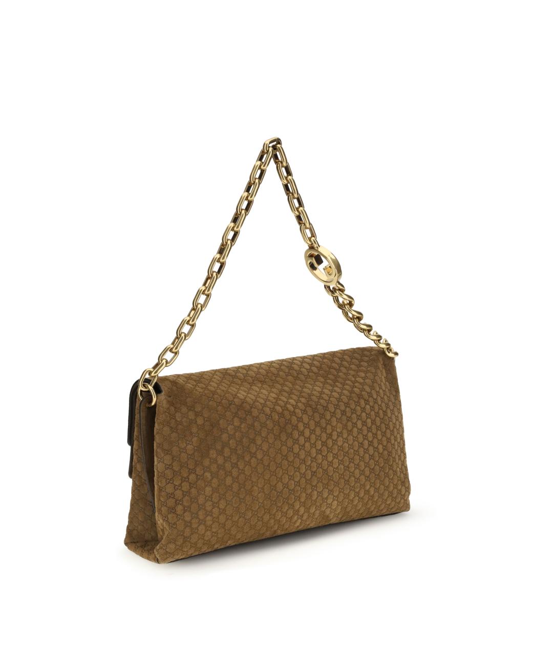 GUCCI Коричневая замшевая сумка с короткими ручками, фото 3