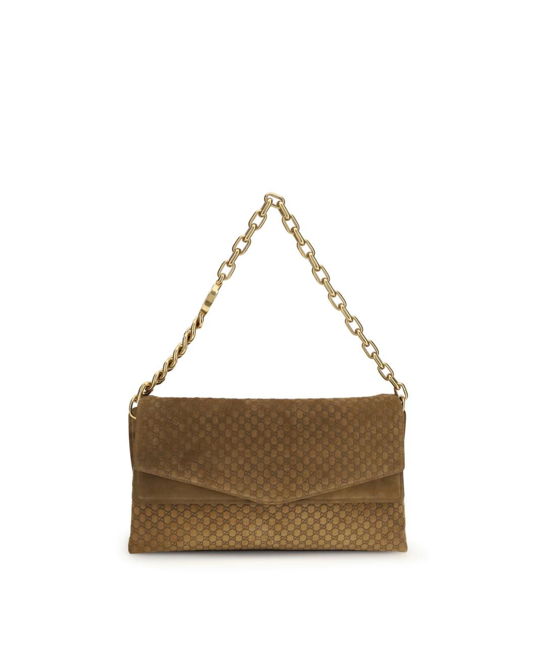 GUCCI Коричневая замшевая сумка с короткими ручками, фото 1