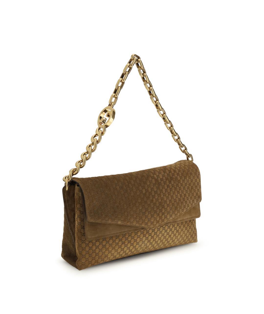 GUCCI Коричневая замшевая сумка с короткими ручками, фото 2