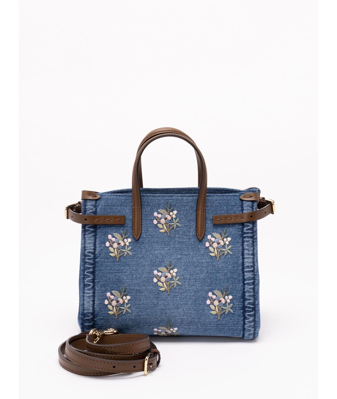 VALENTINO Синяя хлопковая сумка с короткими ручками, фото 2