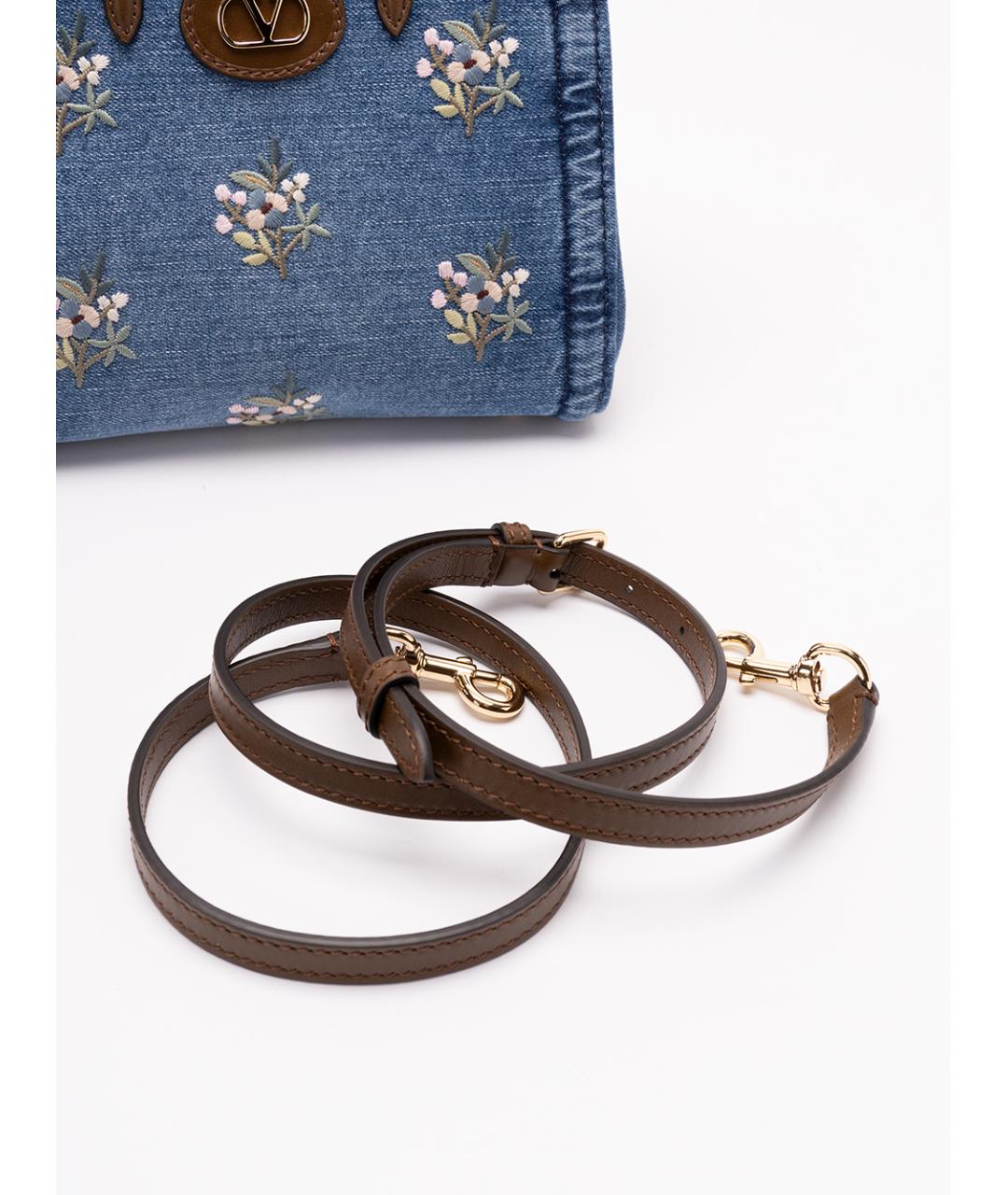 VALENTINO Синяя хлопковая сумка с короткими ручками, фото 5