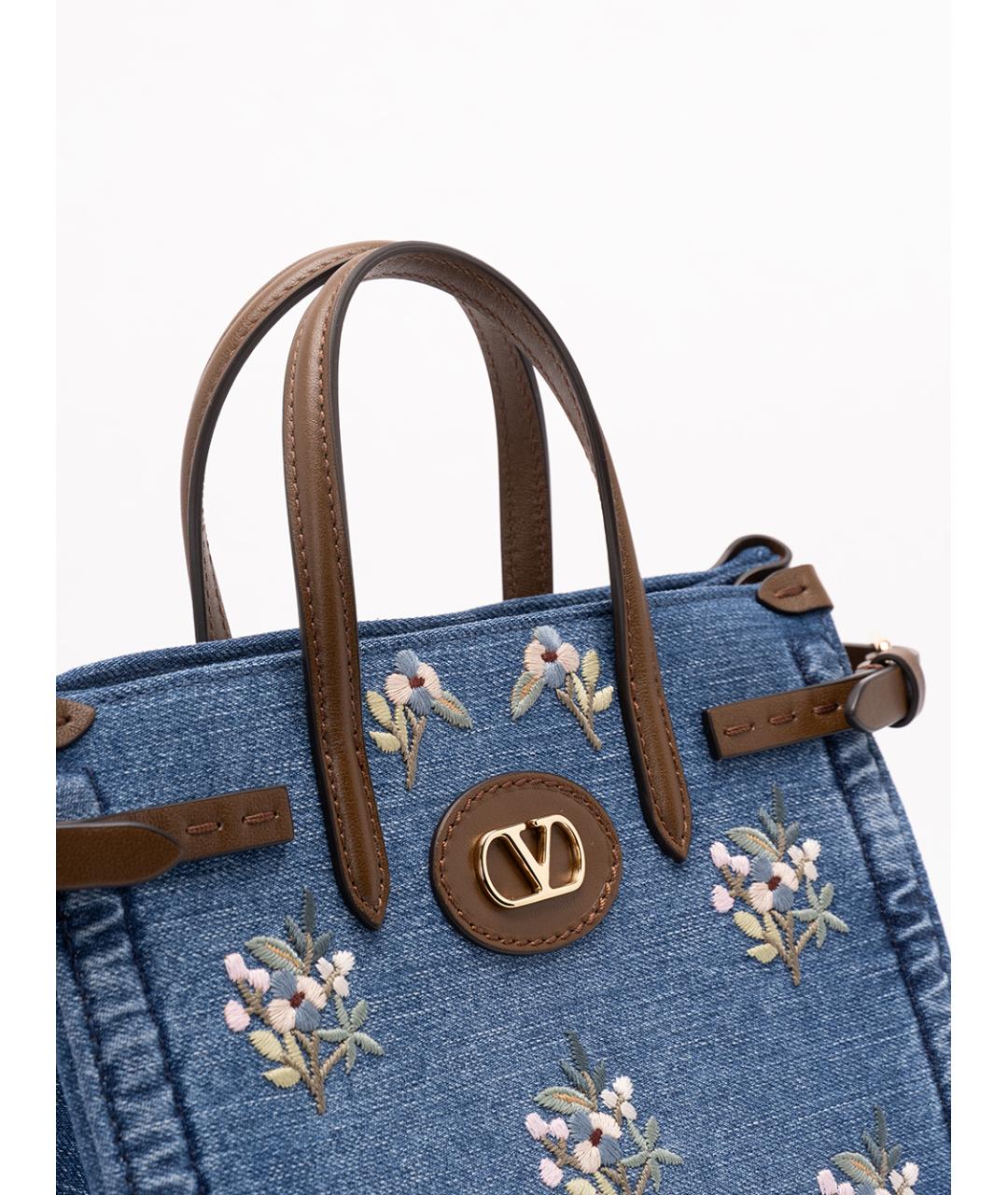 VALENTINO Синяя хлопковая сумка с короткими ручками, фото 4