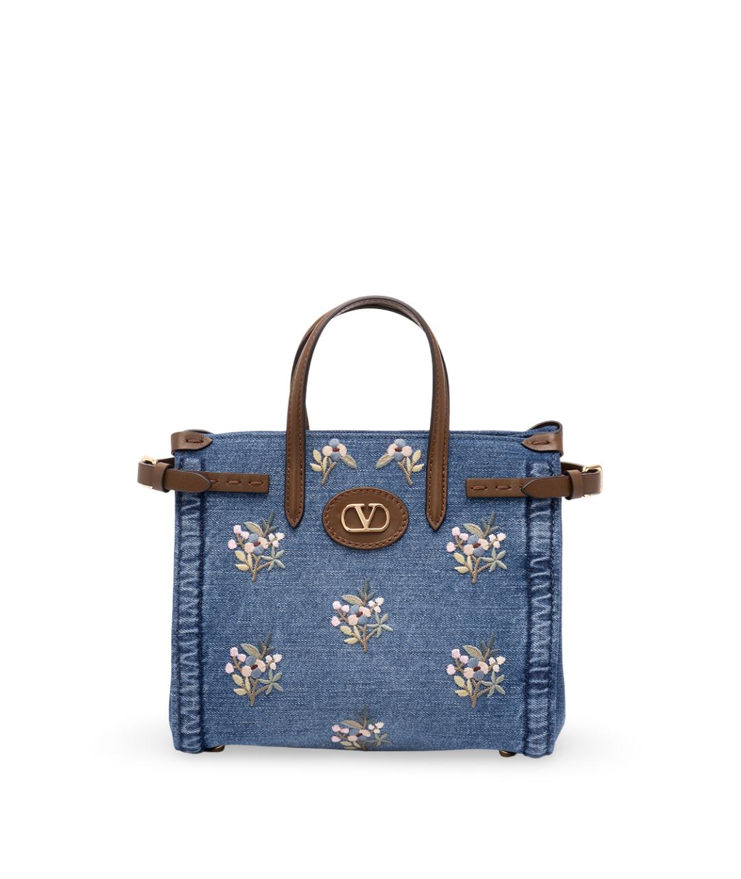VALENTINO Синяя хлопковая сумка с короткими ручками, фото 1