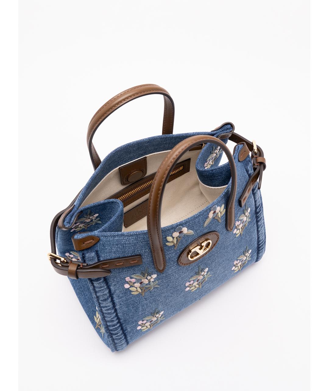 VALENTINO Синяя хлопковая сумка с короткими ручками, фото 6