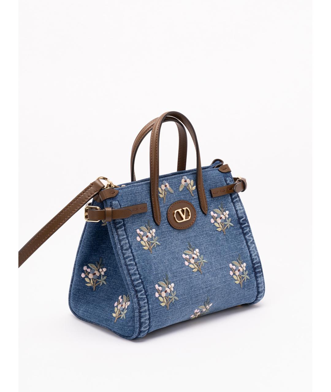 VALENTINO Синяя хлопковая сумка с короткими ручками, фото 3