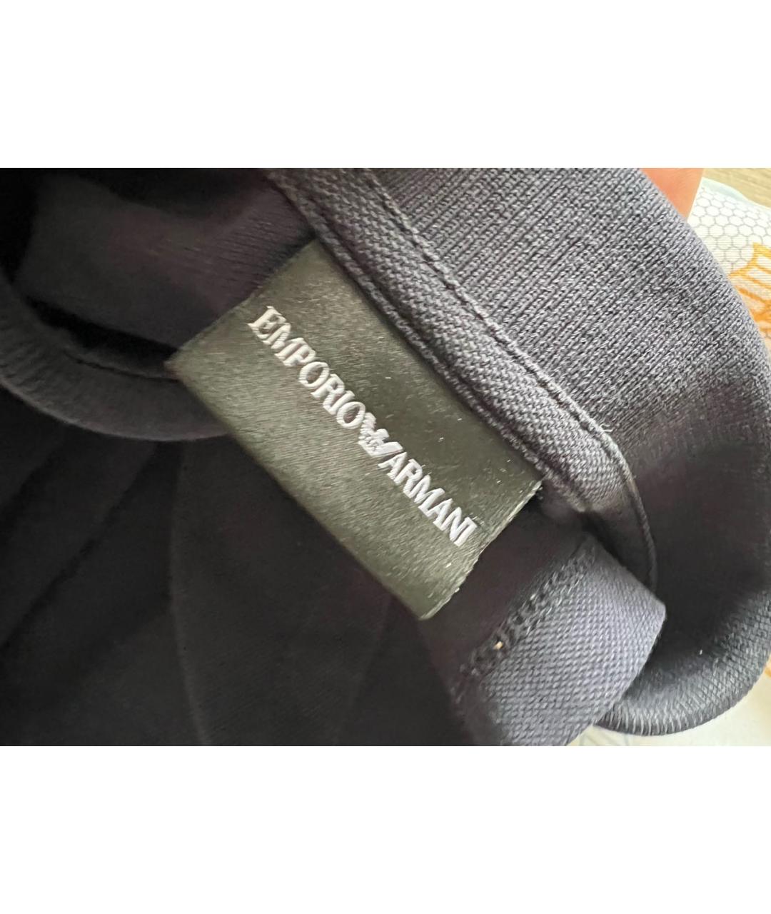 EMPORIO ARMANI Темно-синее хлопковое поло с коротким рукавом, фото 4