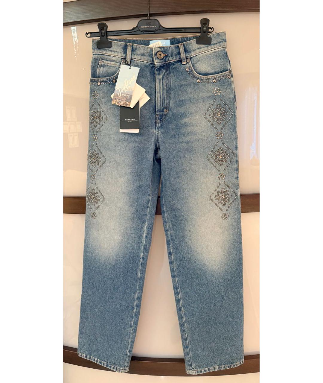 WEEKEND MAX MARA Голубые хлопковые прямые джинсы, фото 8