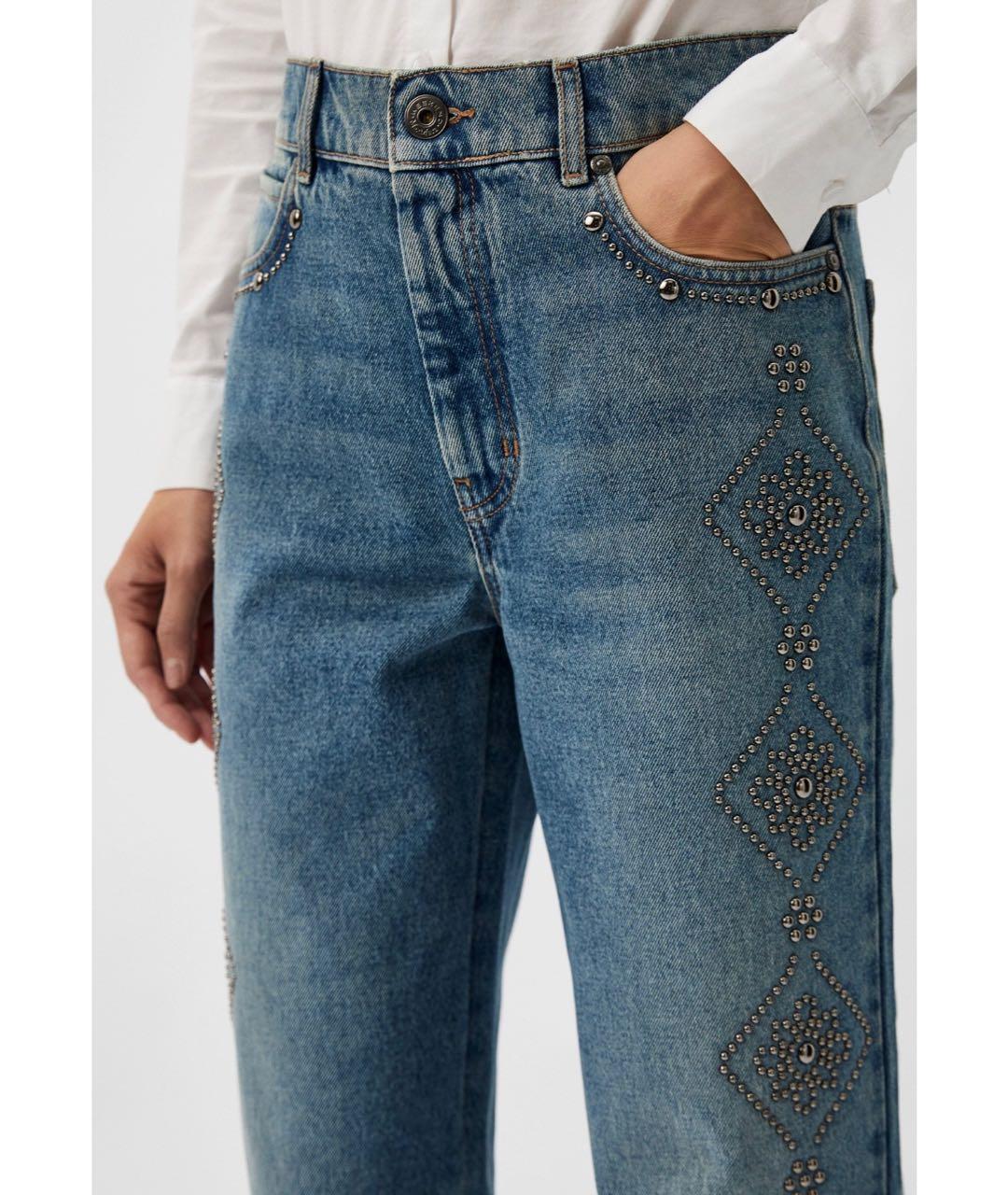 WEEKEND MAX MARA Голубые хлопковые прямые джинсы, фото 5