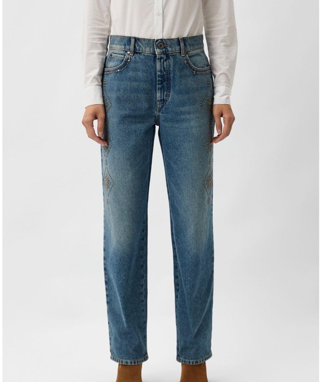 WEEKEND MAX MARA Голубые хлопковые прямые джинсы, фото 2