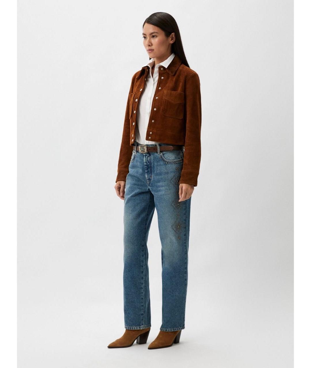 WEEKEND MAX MARA Голубые хлопковые прямые джинсы, фото 7