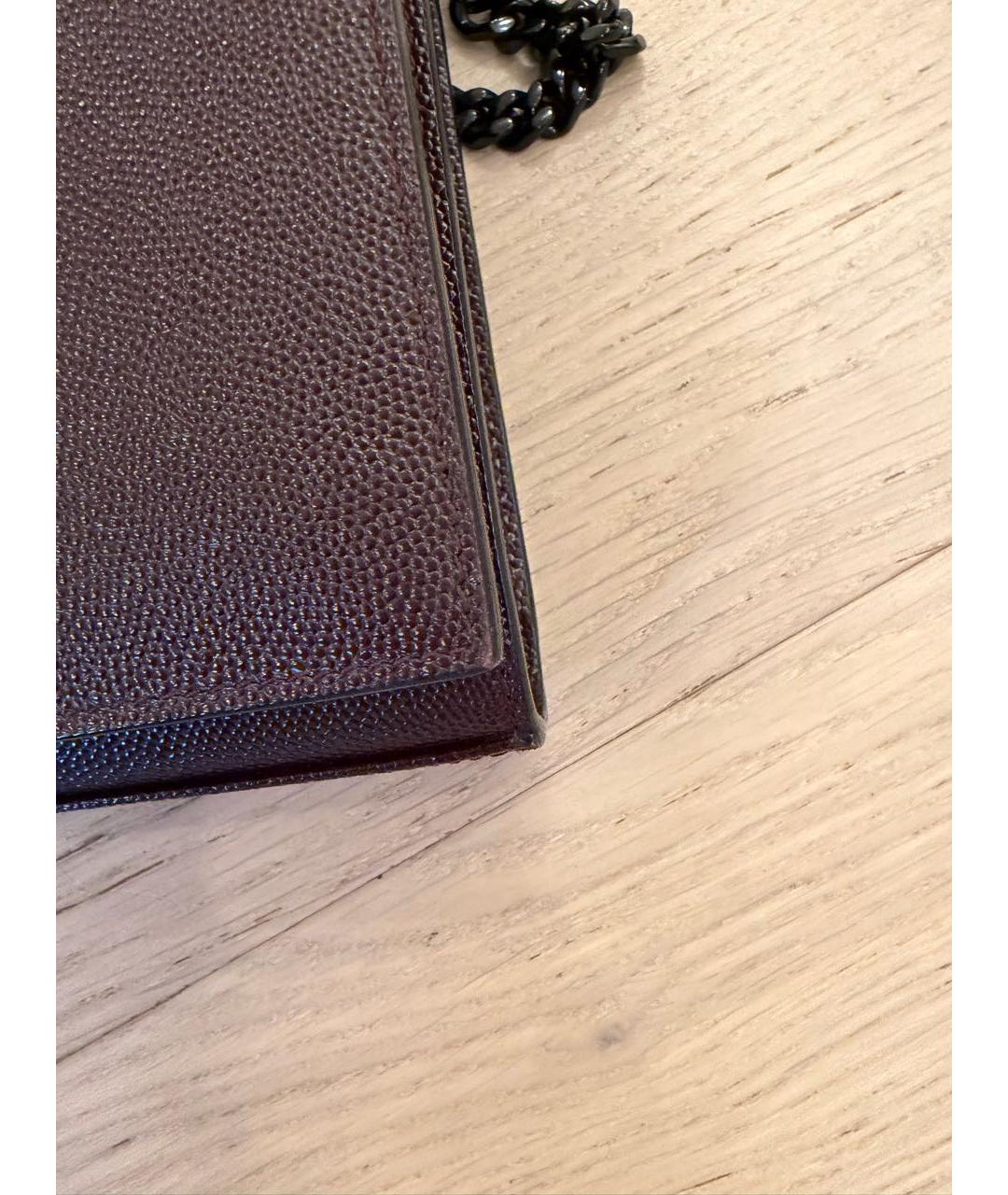 SAINT LAURENT Бордовая кожаная сумка через плечо, фото 5