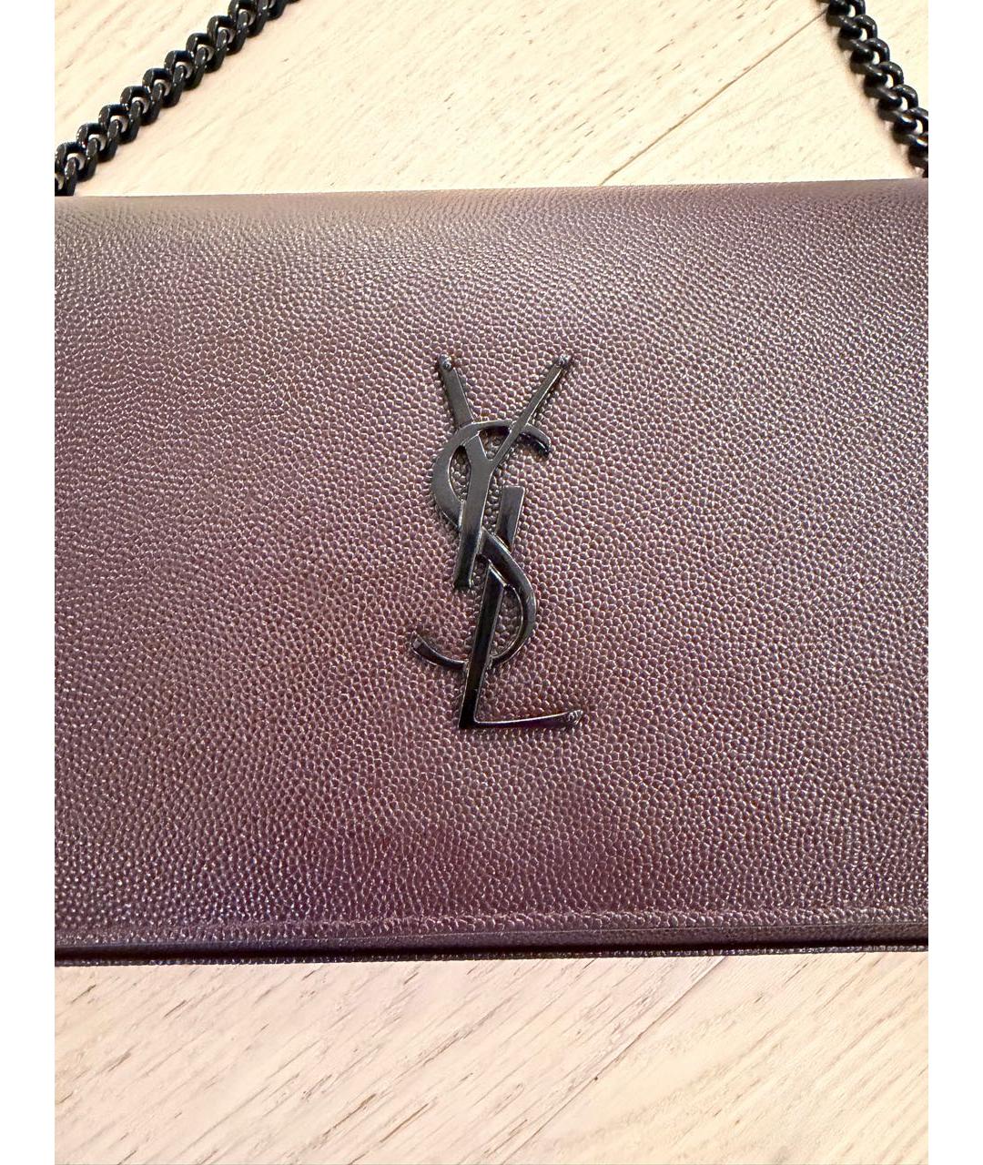 SAINT LAURENT Бордовая кожаная сумка через плечо, фото 8