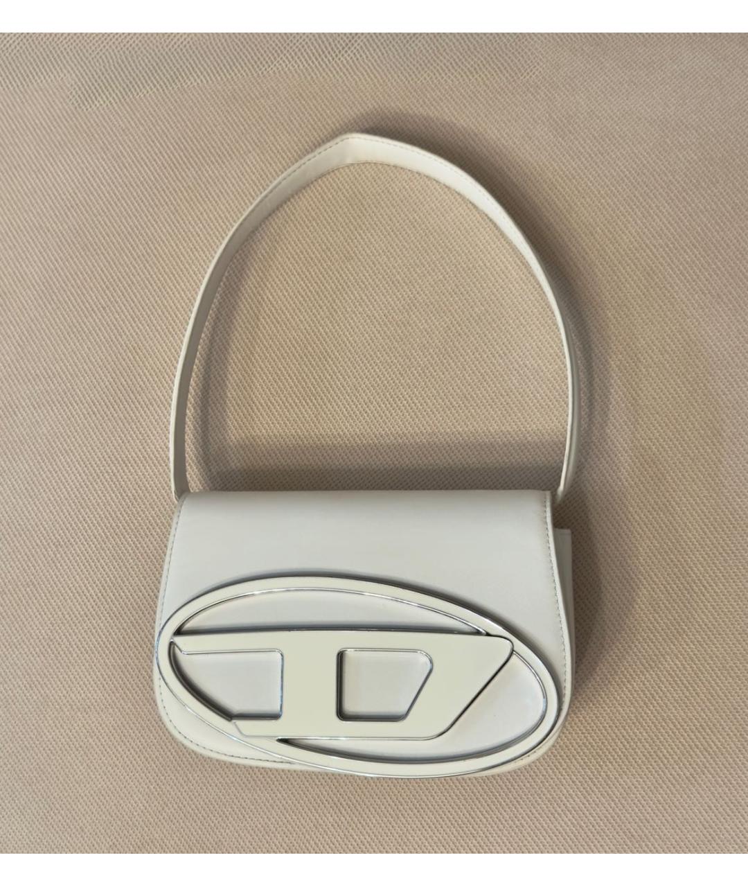 DIESEL Белая кожаная сумка с короткими ручками, фото 5