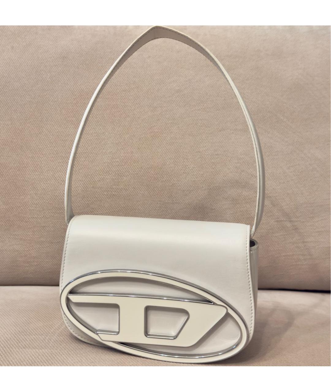 DIESEL Белая кожаная сумка с короткими ручками, фото 3