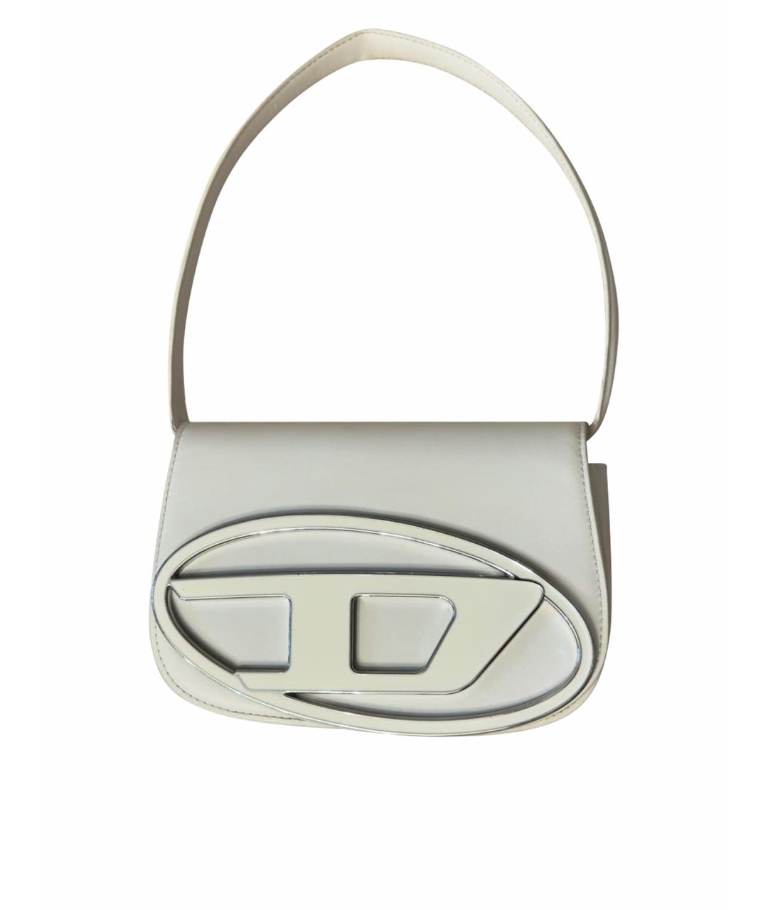 DIESEL Белая кожаная сумка с короткими ручками, фото 1