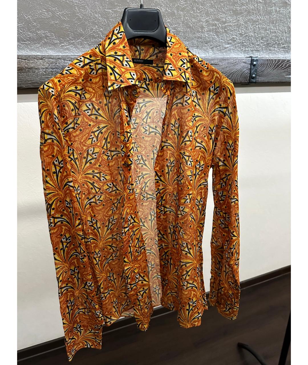 GUCCI Оранжевая хлопковая кэжуал рубашка, фото 6