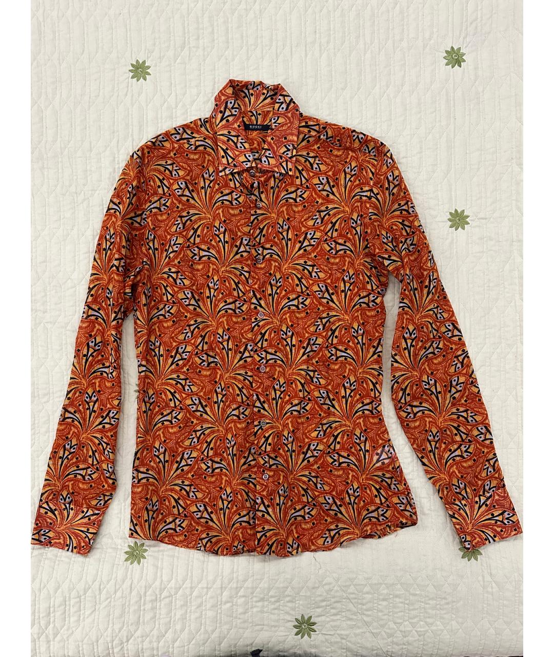 GUCCI Оранжевая хлопковая кэжуал рубашка, фото 3
