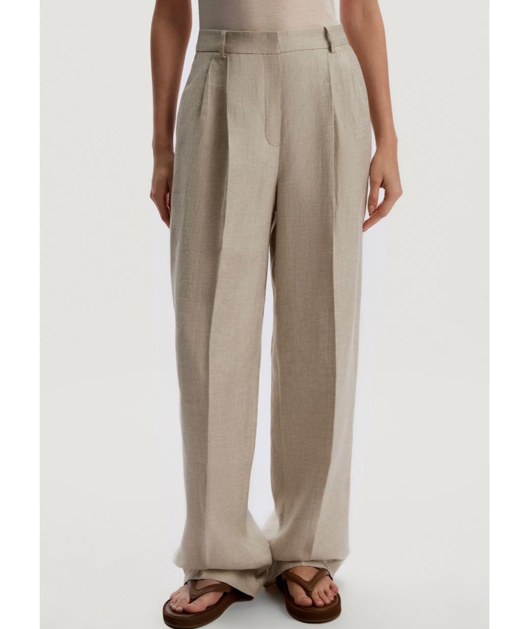 12 STOREEZ Бежевые льняные прямые брюки, фото 2