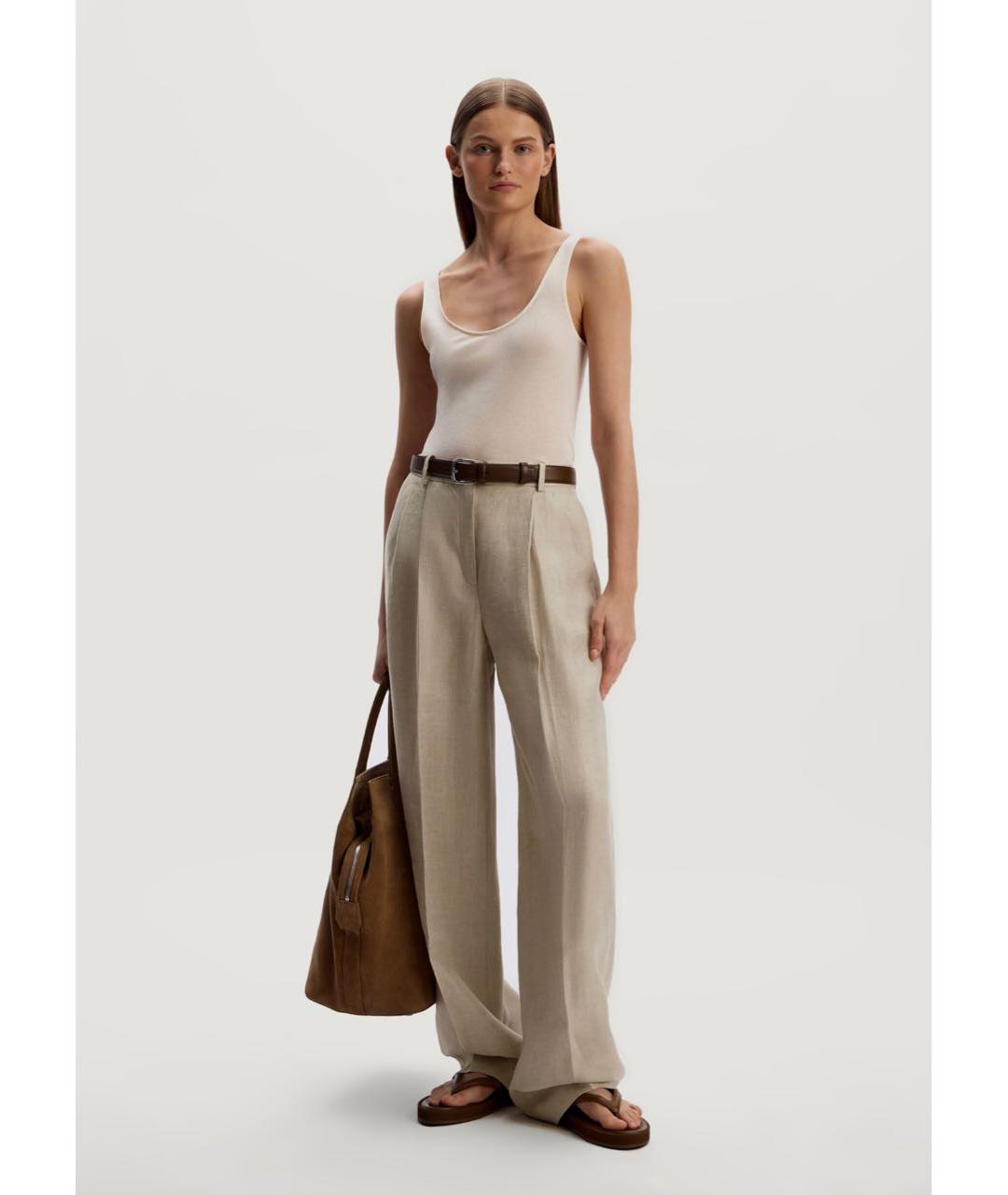 12 STOREEZ Бежевые льняные прямые брюки, фото 3