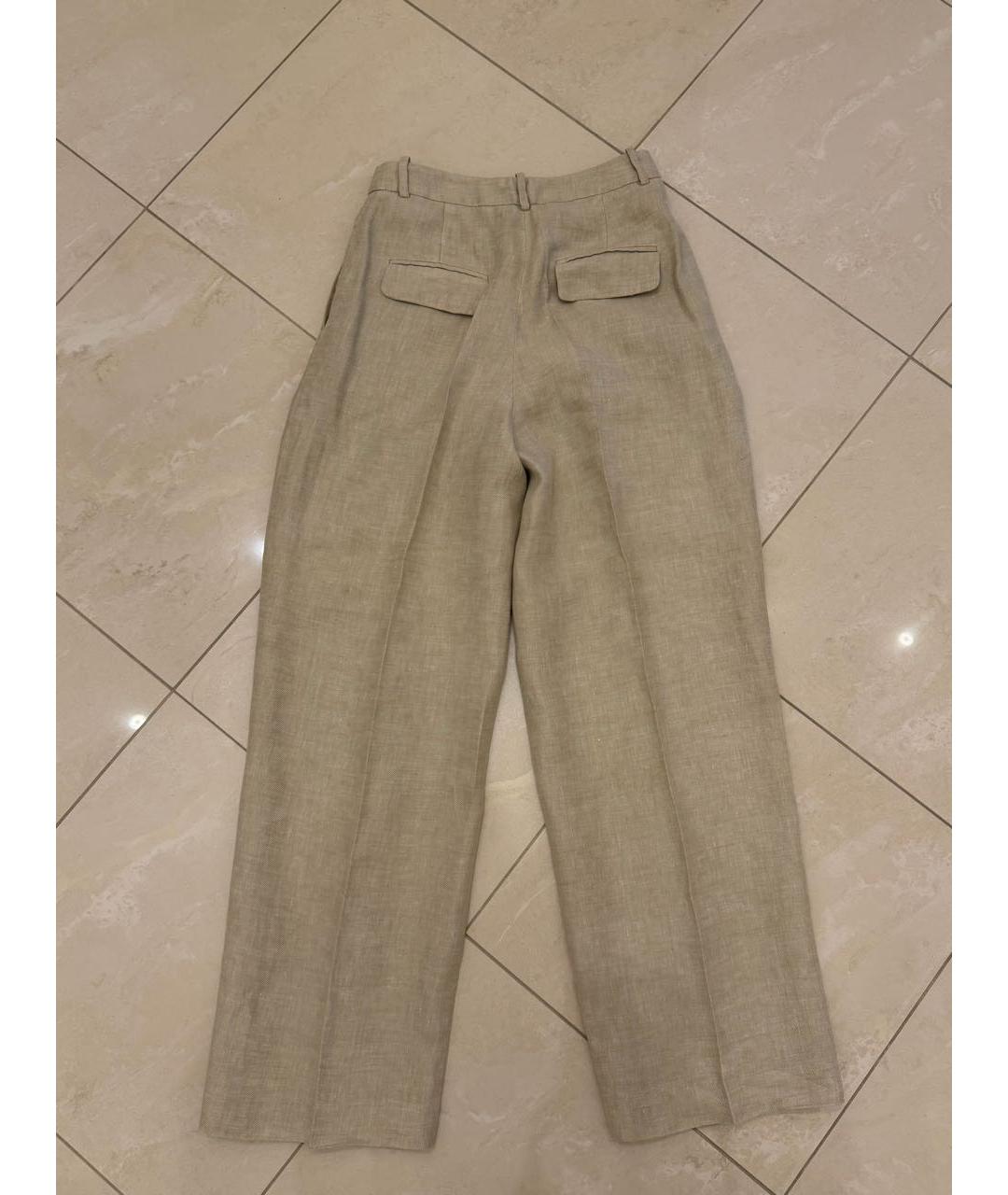 12 STOREEZ Бежевые льняные прямые брюки, фото 4