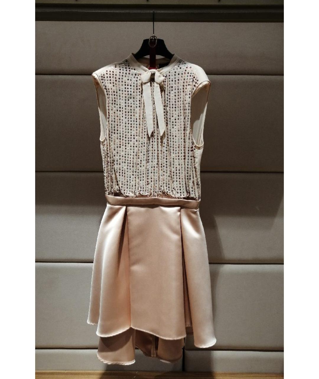 ELISABETTA FRANCHI Бежевое коктейльное платье, фото 3