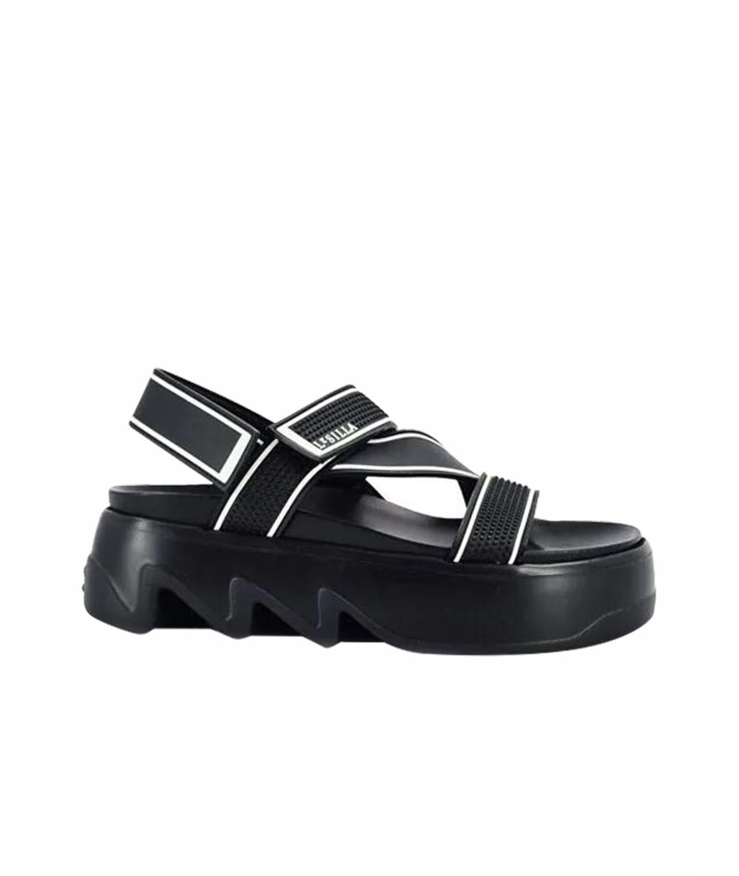 LE SILLA Черные кожаные сандалии, фото 1