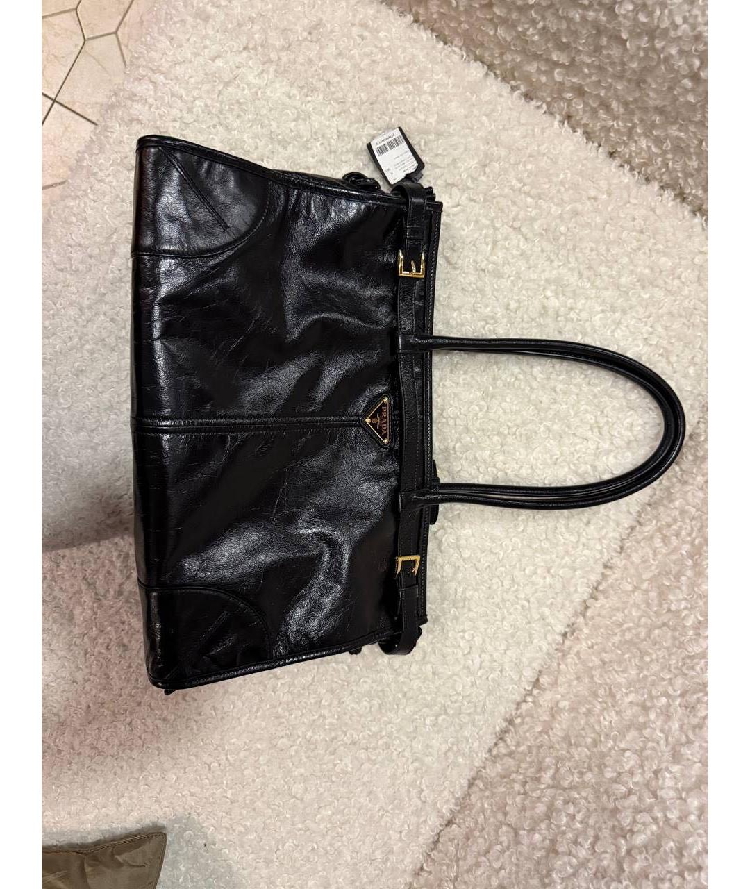 PRADA Черная кожаная сумка тоут, фото 4