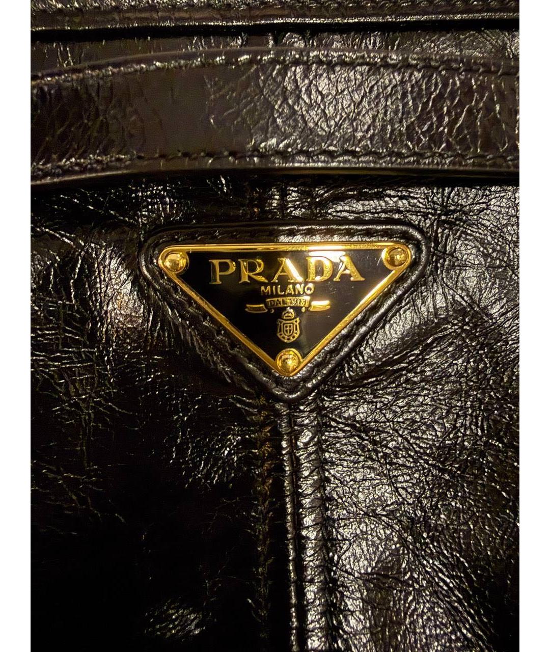 PRADA Черная кожаная сумка тоут, фото 3