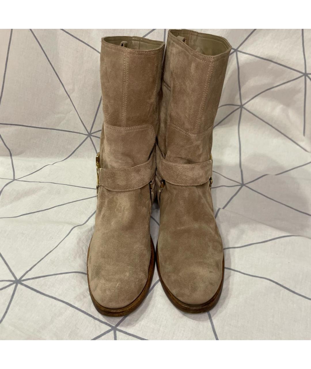 CHRISTIAN DIOR Бежевые замшевые сапоги, фото 4