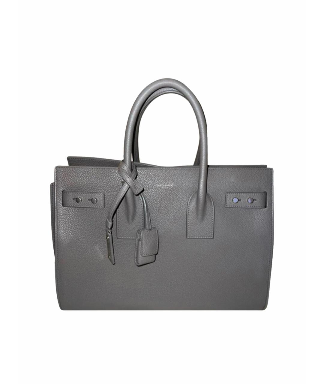 SAINT LAURENT Серая кожаная сумка тоут, фото 1