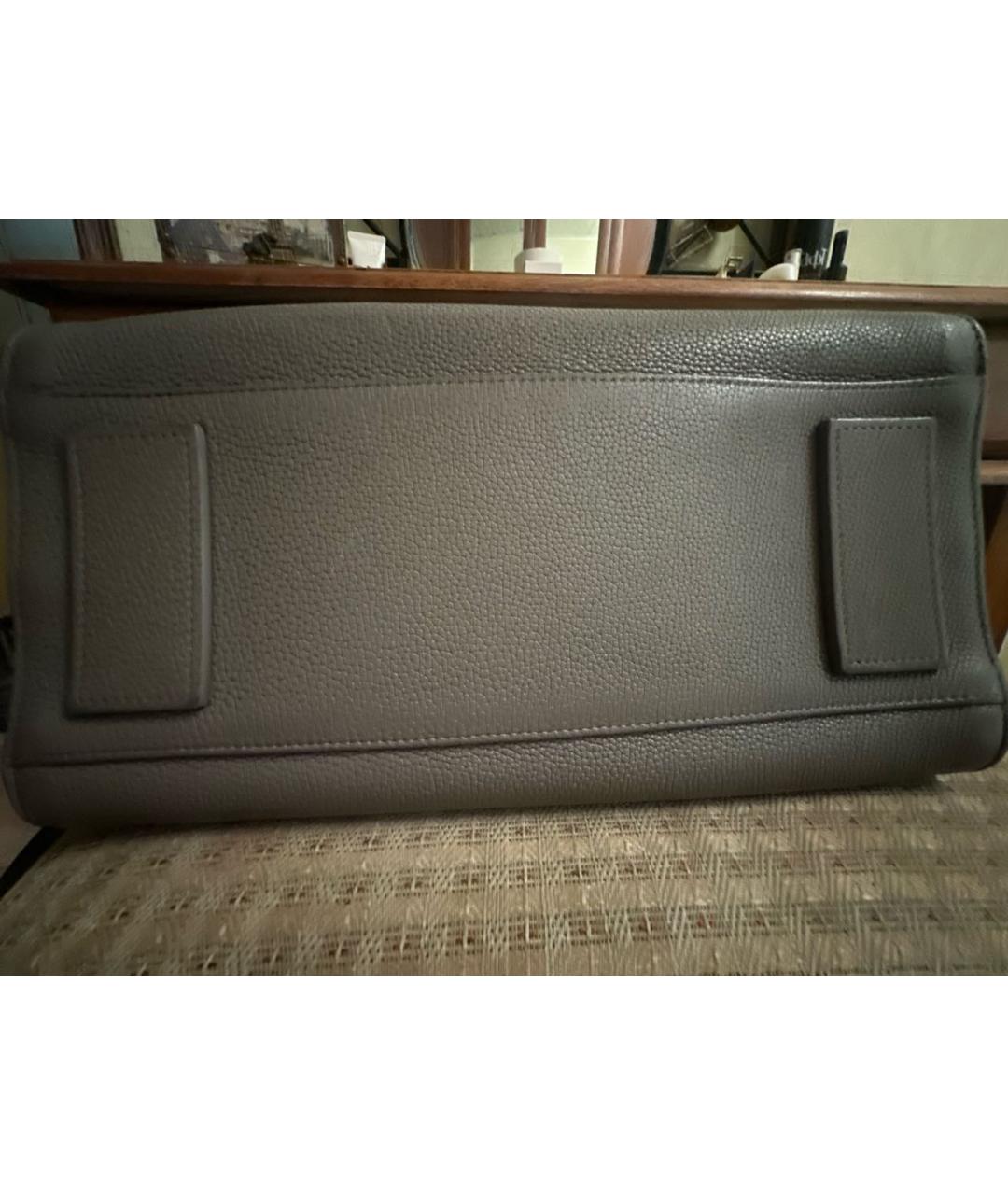 SAINT LAURENT Серая кожаная сумка тоут, фото 2