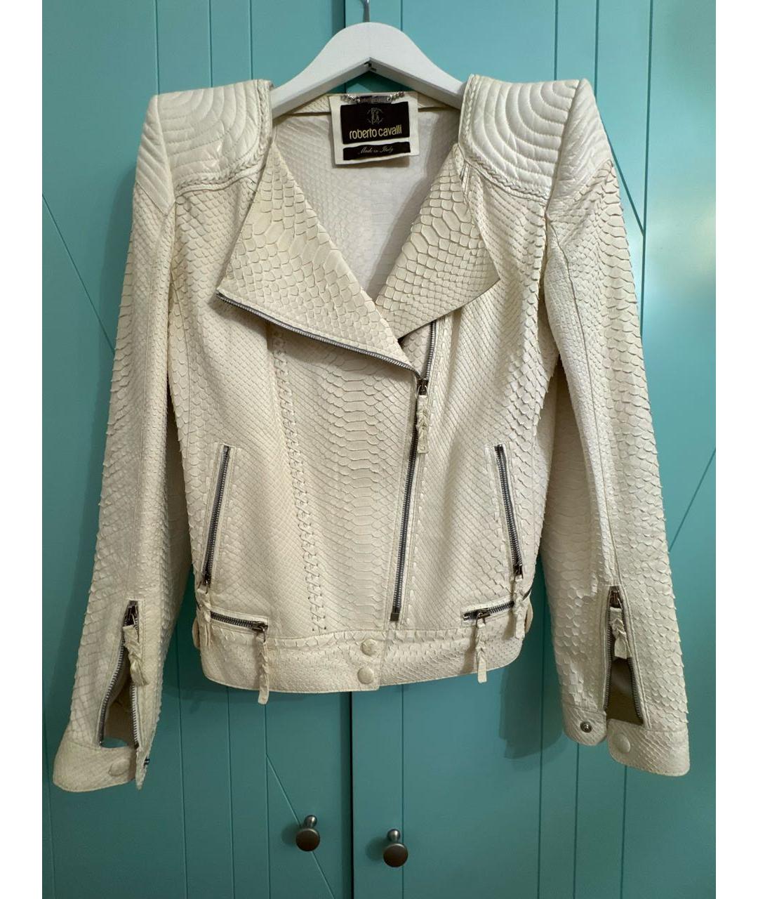 ROBERTO CAVALLI Белая кожаная куртка, фото 9