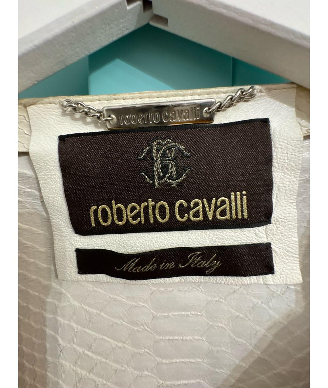 ROBERTO CAVALLI Белая кожаная куртка, фото 3