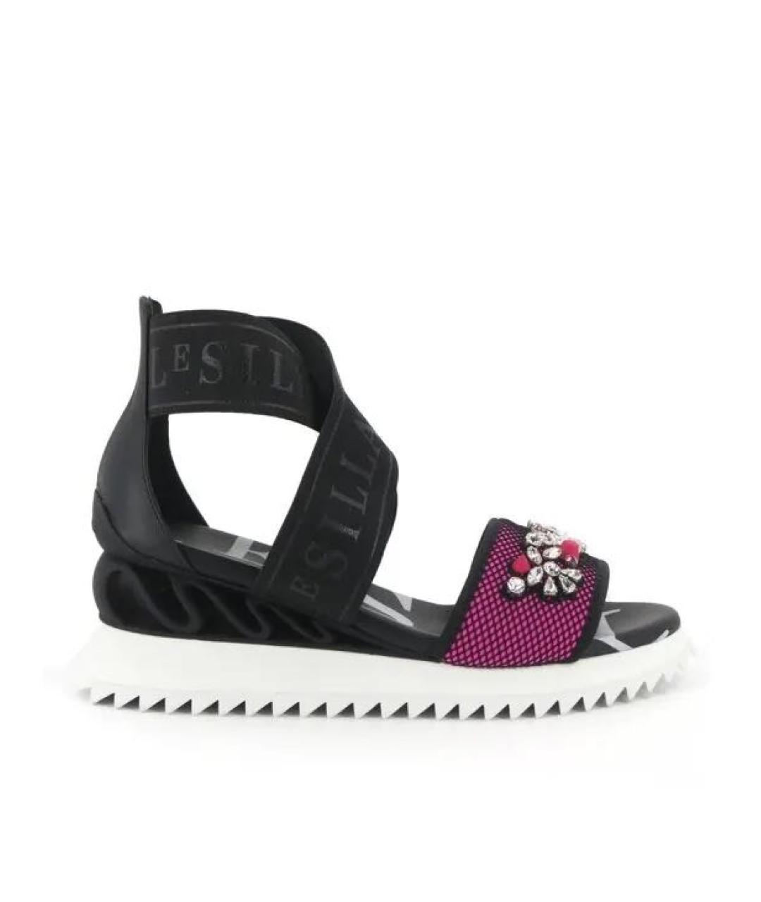 LE SILLA Черные кожаные босоножки, фото 4