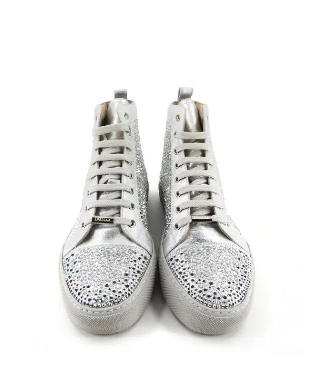 LE SILLA Серебряные кожаные кеды, фото 3