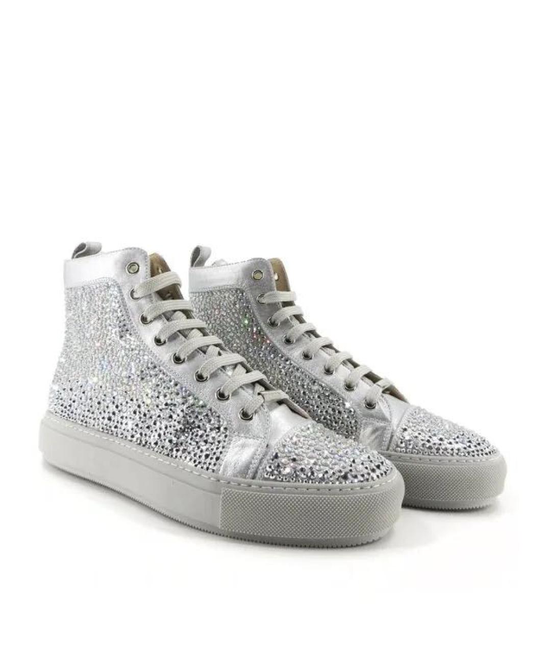 LE SILLA Серебряные кожаные кеды, фото 4