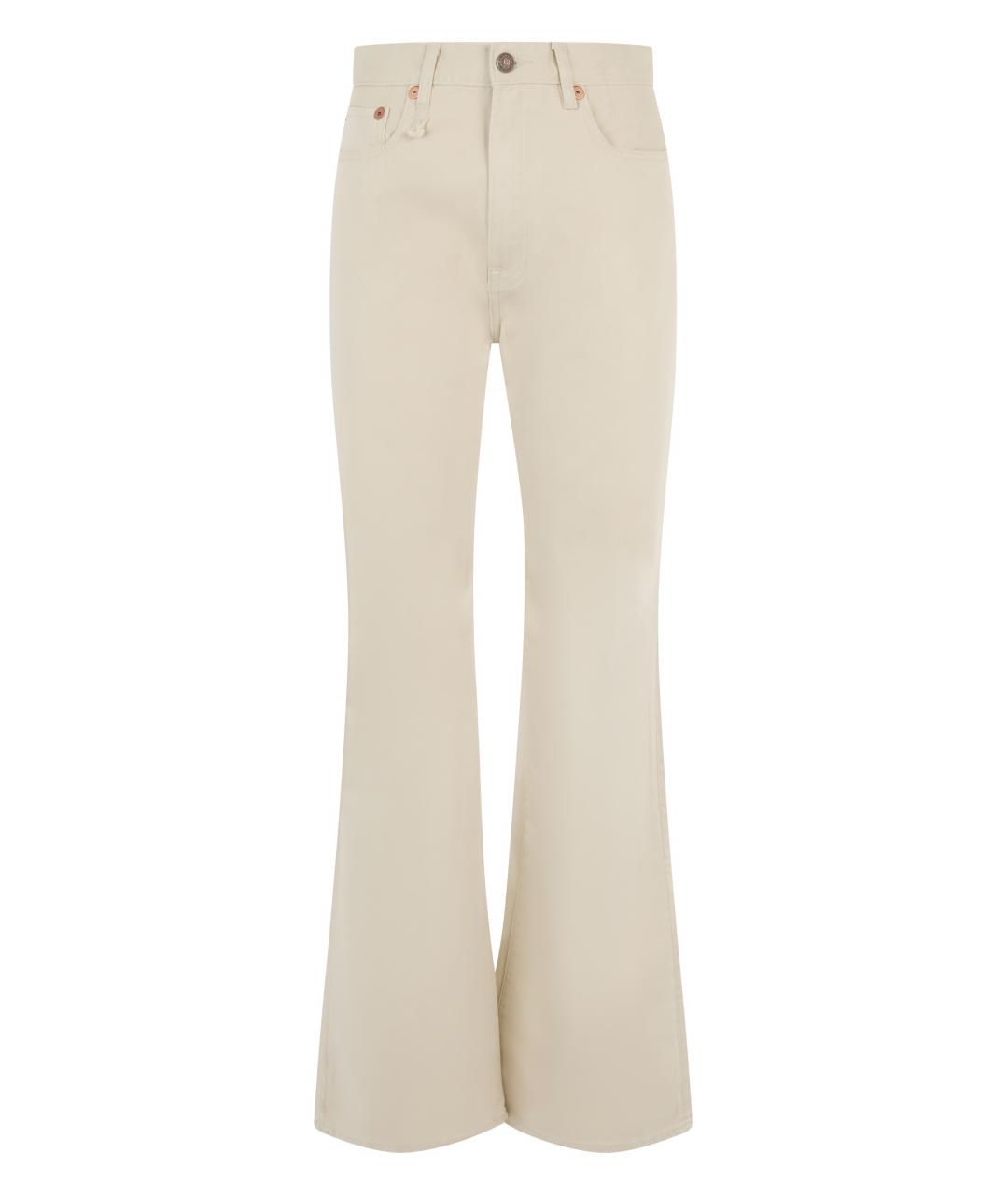 R13 Бежевые хлопковые джинсы клеш, фото 1