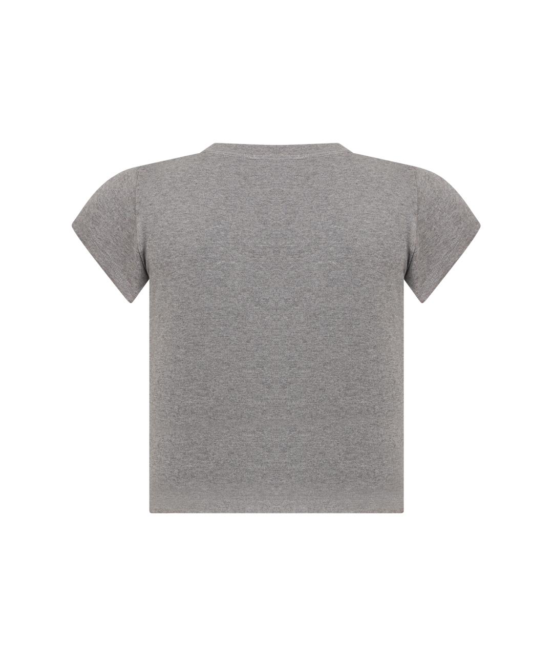 BALENCIAGA Серая хлопко-эластановая футболка, фото 2