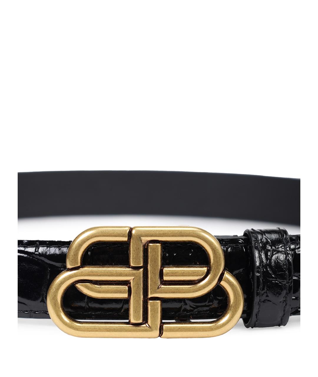 BALENCIAGA Черный кожаный ремень, фото 3