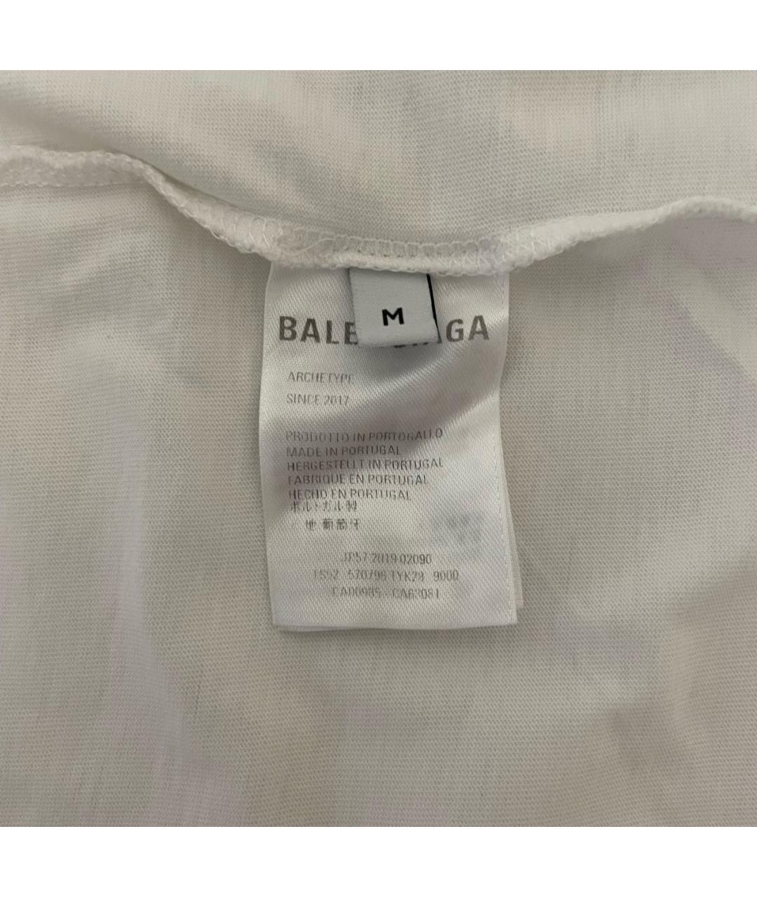 BALENCIAGA Белая хлопковая футболка, фото 5